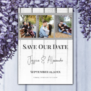 Save The Date Collage photo en bois gris pour annoncer la date d