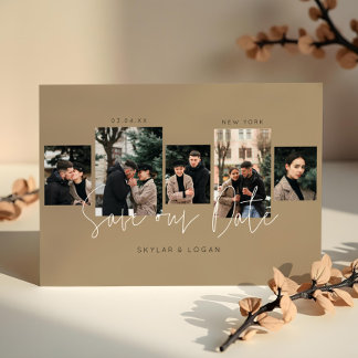 Save The Date Collage photo minime moderne Tan