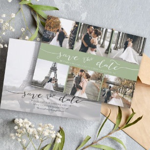 Save The Date Collage photo moderne Enregistrer la date Sage ver
