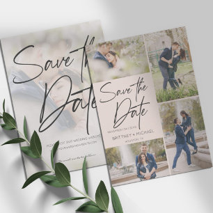 Save The Date Collage photo moderne rose pâle