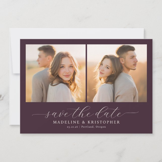 Save The Date Collage photo romantique de Bourgogne (Devant)