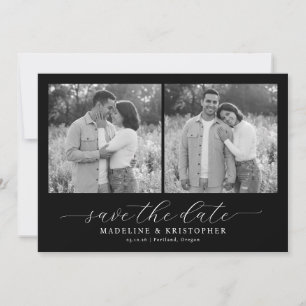 Save The Date Collage photo romantique en nuances de gris chaude