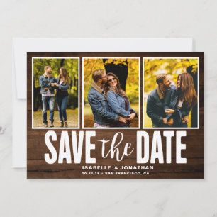 Save The Date Collage photo Rustic Dark Wood 3