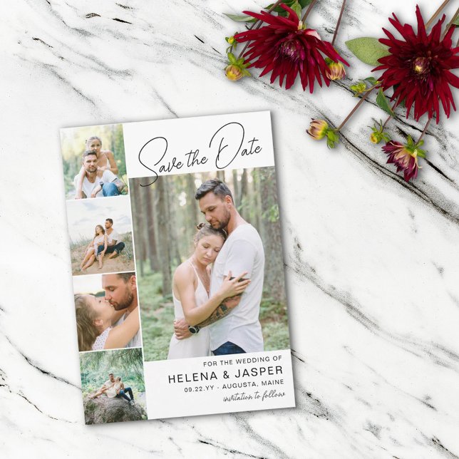 Save The Date Collage photo simple blanc propre 5 (Créateur téléchargé)