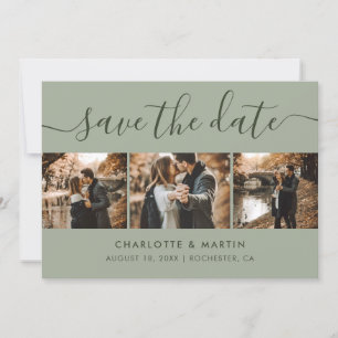 Save The Date Collage photo vert de Sage moderne