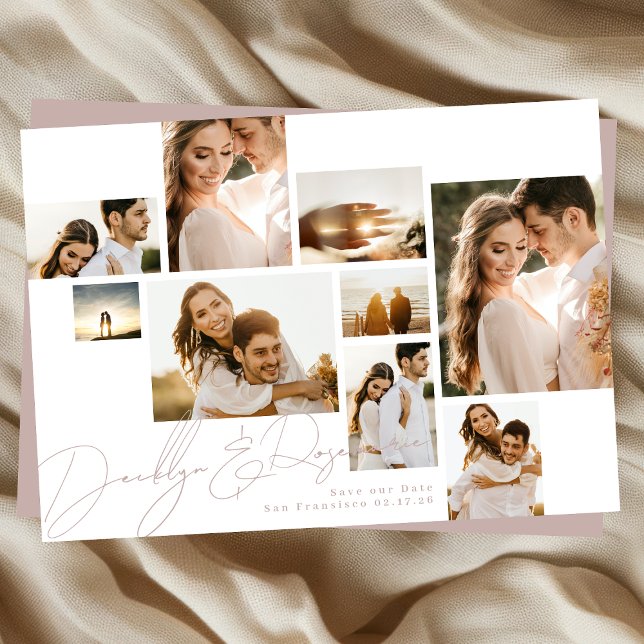 Save The Date Collage rose Rose Dusty Multi Photo (Créateur téléchargé)