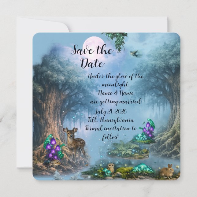 Save The Date Collection de mariage Élégance bioluminescente (Devant)