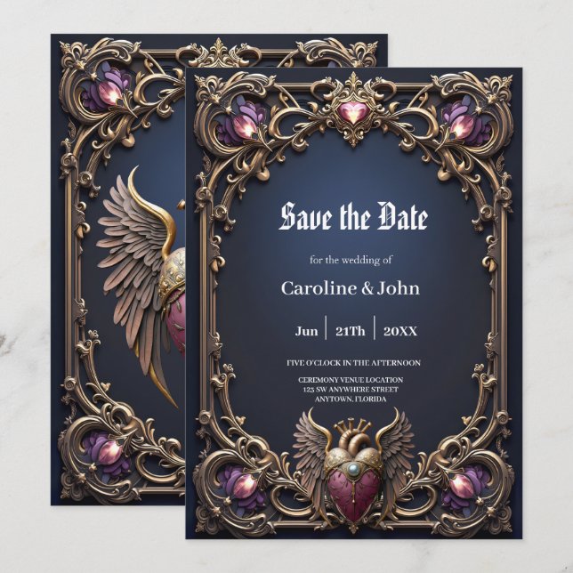 Save The Date Collection de mariage gothique victorien (Devant / Derrière)