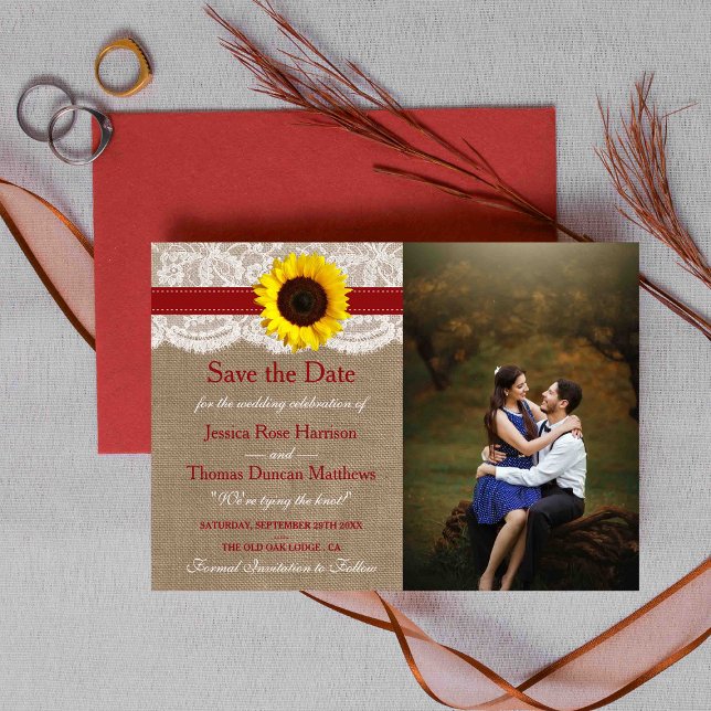 Save The Date Collection de Mariages de tournesol rustique - Rou (Créateur téléchargé)