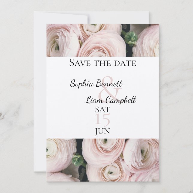 Save The Date Collection florale moderne Blush Pink (Devant)