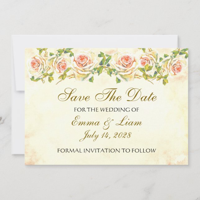 Save The Date Collection Rose Antique - Mariage Enregistrer La D (Devant)