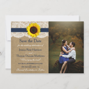 Save The Date Collection Rustique de Mariages de tournesol Kraft