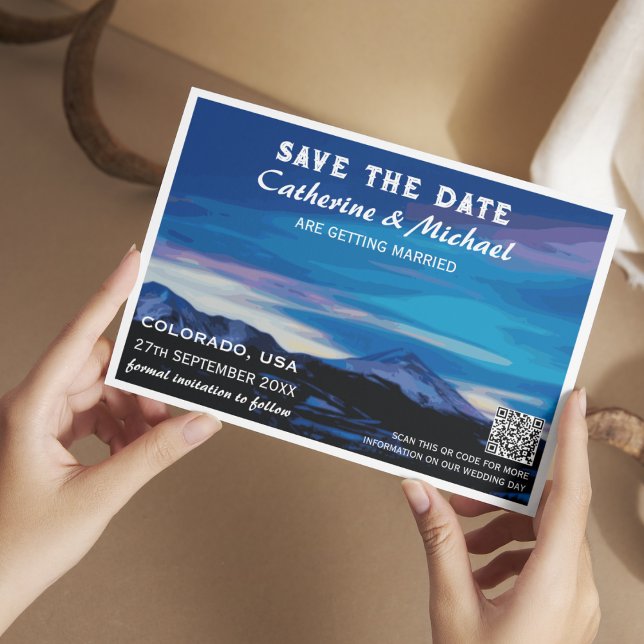 Save The Date Colorado Mountain Mariage Travel QR Code (Créateur téléchargé)