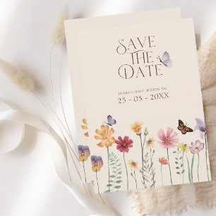 Save The Date Coloré Fleur sauvage Botanique Enregistrer La Date