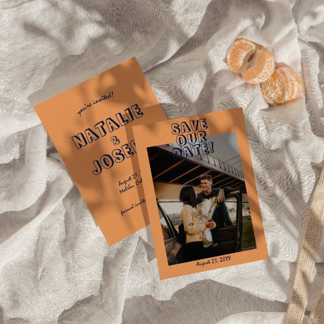 Save The Date Coloré manuscrit Gras Mariage photo moderne (Créateur téléchargé)