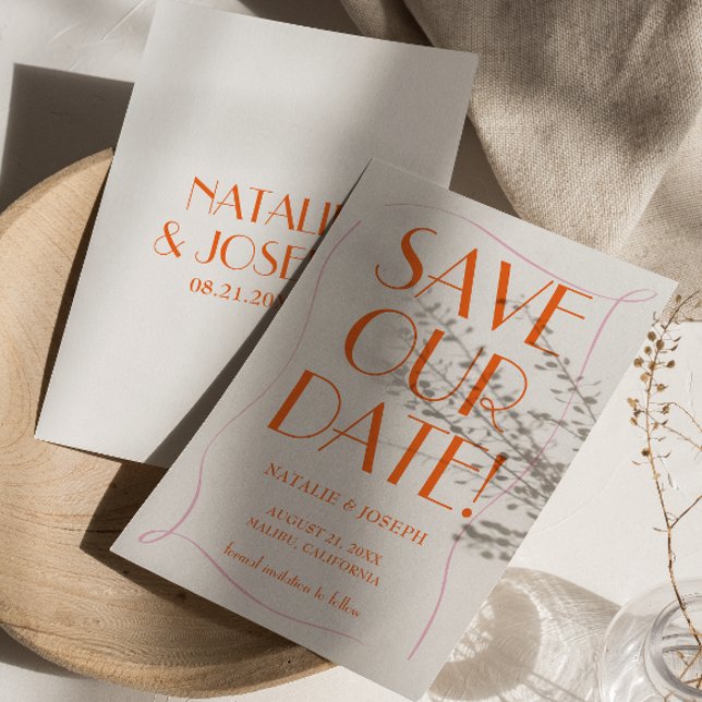 Save The Date Coloré Rétro Cute Vintage lumineux Mariage unique (Créateur téléchargé)