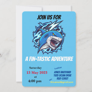 Save The Date Combattre l'invitation de la fête du requin Ninja