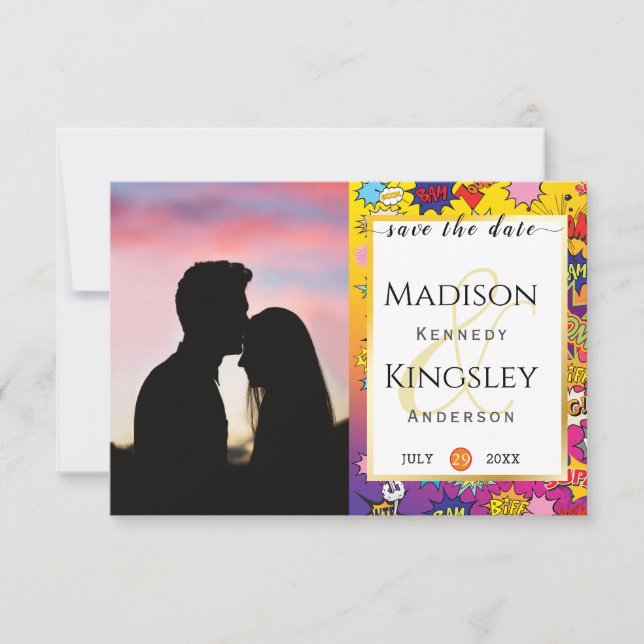 Save The Date Comic Pop Art Discours Bubble Retro Enregistrer La (Devant)