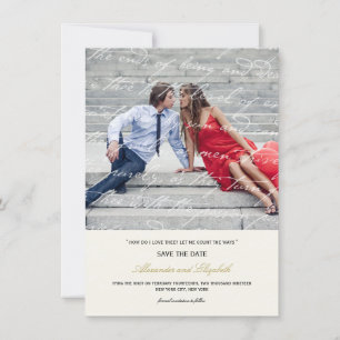 Save The Date Comment Aime-Je La Poésie Romantique Script Vintag