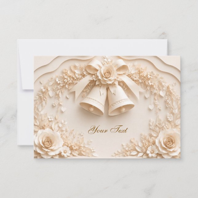 Save The Date Conception de mariage élégante avec cloches et ros (Devant)