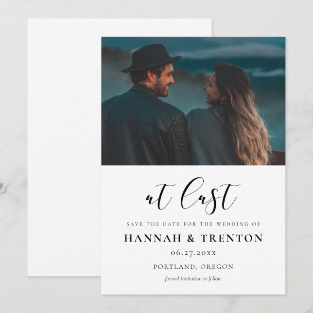 Save The Date Conception simple et élégante Dernière photo (Devant / Derrière)