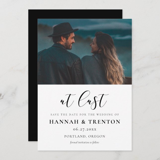 Save The Date Conception simple et élégante Enfin photo (Devant / Derrière)