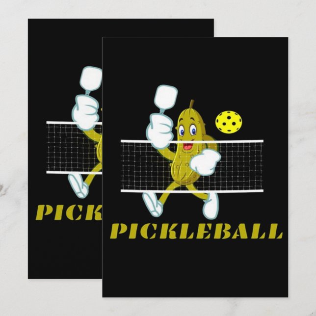 Save The Date Concombre Drôle Jouant Pickleball  (Devant / Derrière)