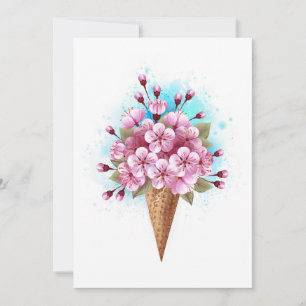 Save The Date Cône rose Sakura crème glacée gaufre