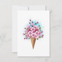 Cône rose Sakura crème glacée gaufre