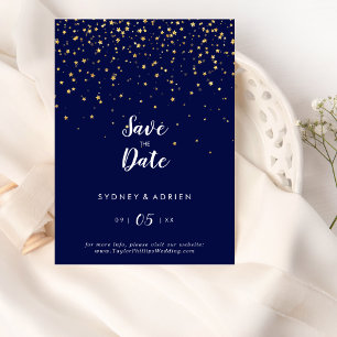 Save The Date Confetti d'or   Mariage Marine Enregistrer La Date