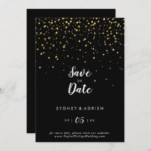 Save The Date Confetti d'or Noir Mariage Enregistrer La Date