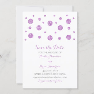 Save The Date Confetti Parties scintillant violet Enregistrer l'