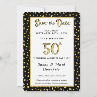 Save The Date Confettis noirs pour la célébration du 50e anniver