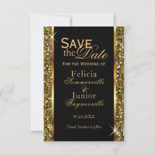 Save The Date Confettis Paillettes Dorées