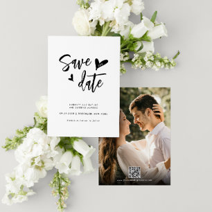 Save The Date Contemporary Lovely Heart Photo QR Code Mariage