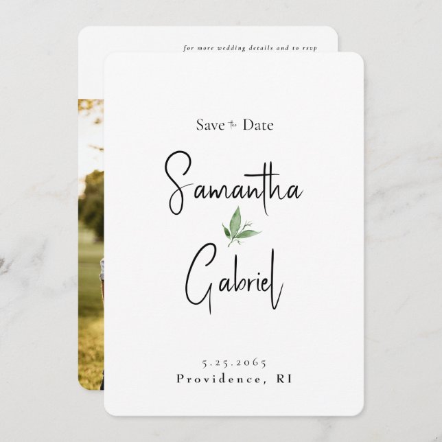 Save The Date Contemporary Simple Photo Wedding Enregistrer la d (Devant / Derrière)