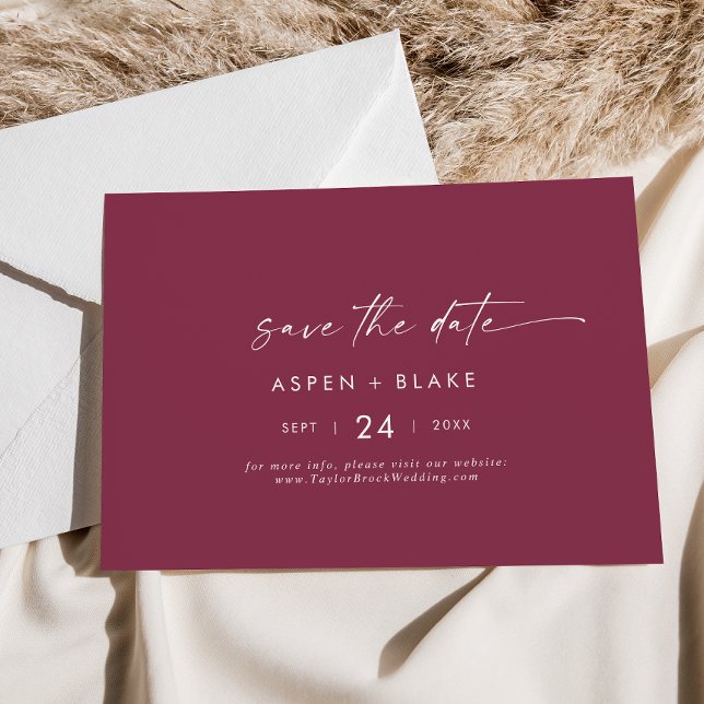 Save The Date Coordonnée aquarelle moderne | Horizontal rouge (Créateur téléchargé)