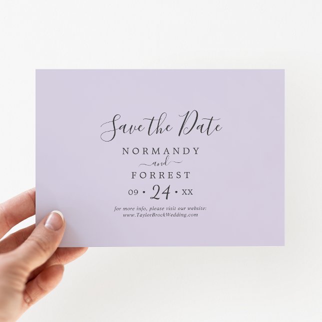 Save The Date Coordonnée de lavande rustique violet horizontal (Créateur téléchargé)