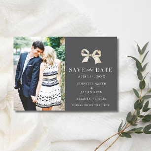 Save The Date Coquette Bow Photo Wedding Enregistrer la date