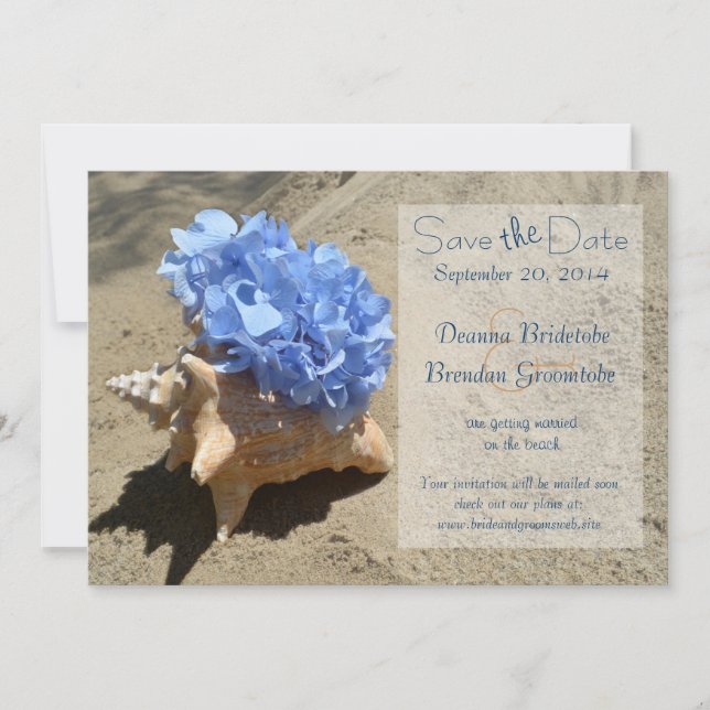Save The Date Coquillage et Hydrangea Enregistrer la Date (Devant)