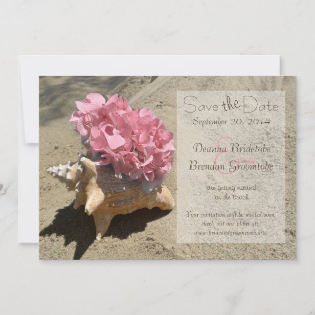Save The Date Coquillage et rose hydrangea Enregistrez la date (Devant)
