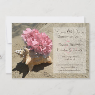 Save The Date Coquillage et rose hydrangea Enregistrez la date