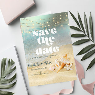 Save The Date Coquillages De Mariage De Plage Éclairage À Chaîne