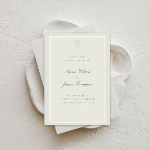 Save The Date Coquillages nautiques Classique Mariage Ecru