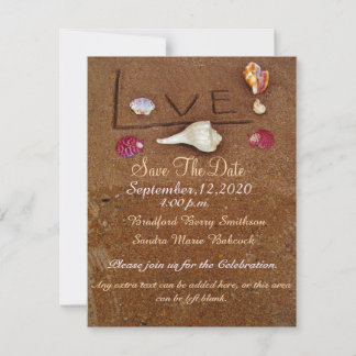 Save The Date Coquilles & Amour sur la plage mariage personnalis