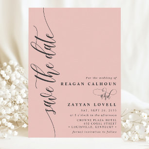 Save The Date Corail Doux Simple Script Moderne Enregistrer La D