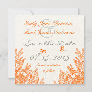Save The Date Corail & Gris Fleur Fleur d'abeille Mariage Enregi