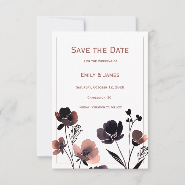 Save The Date Coral Floral Wedding (Devant)