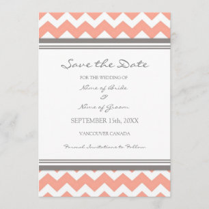Save The Date Coral Grey Chevron Photo Wedding Enregistrer la da