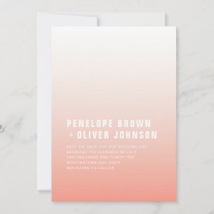 Save The Date Coral Ombre Mariage minimaliste moderne rose pâl